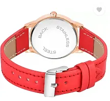 Girls Latest 4 Diamonds Maroon Leather Analog Watch-thumb3