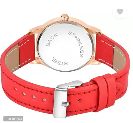 Girls Latest 4 Diamonds Maroon Leather Analog Watch-thumb4