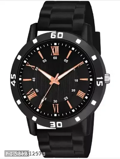 Stylish Black PU Analog Watches For Men-thumb0