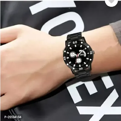 Stylish Black PU Analog Watches For Men-thumb3