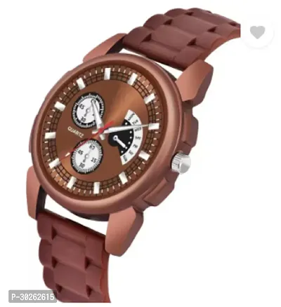 Stylish Brown PU Analog Watch For Men-thumb3