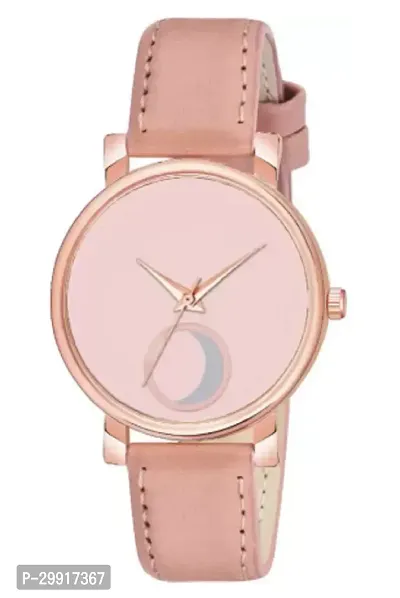 Stylish Pink Genuine Leather Analog Watches For Women