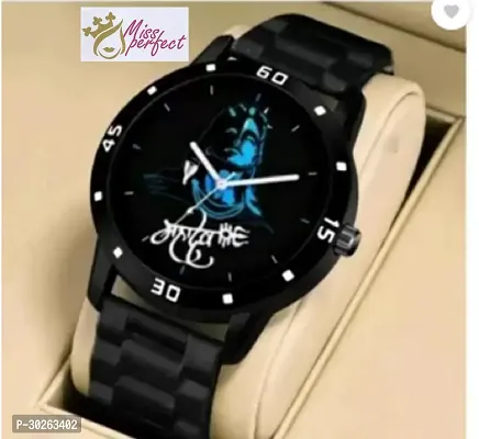 Stylish Black PU Analog Watch For Men