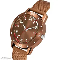 Stylish Brown PU Analog Watches For Men-thumb1