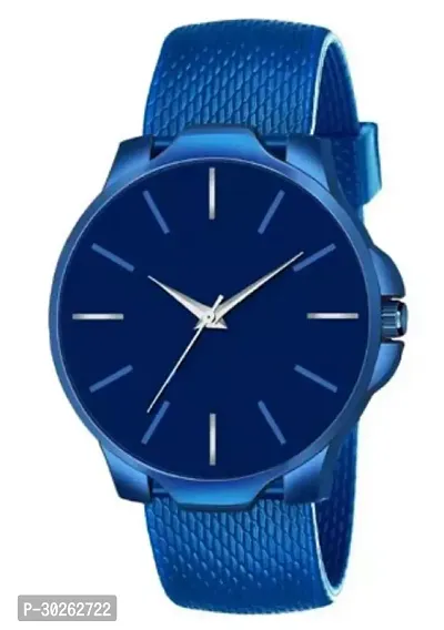 Stylish Blue PU Analog Watch For Men-thumb0