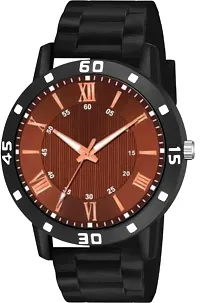 Stylish Black PU Analog Watch For Men-thumb1