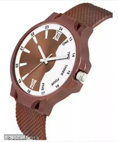 Stylish Brown PU Analog Watch For Men-thumb3