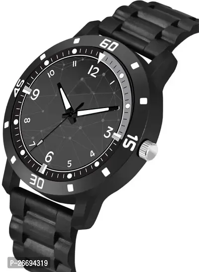 Stylish PU Black Analog Watch For Men-thumb3