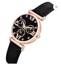 Stylish Black Genuine Leather Analog Watches For Women-thumb2