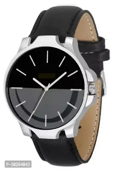 Stylish Black Genuine Leather Analog Watch For Men-thumb0