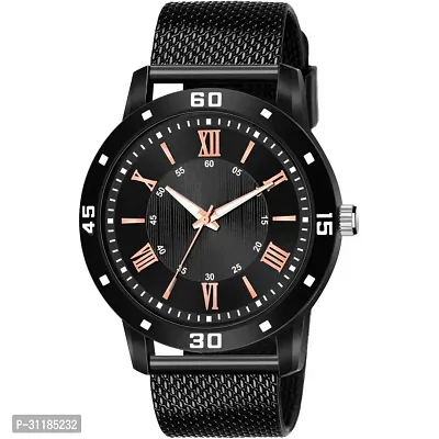 Stylish Black Pu Analog Watch For Men-thumb0