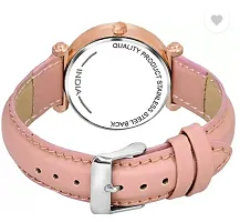 Stylish Pink Genuine Leather Analog Watches For Women-thumb1