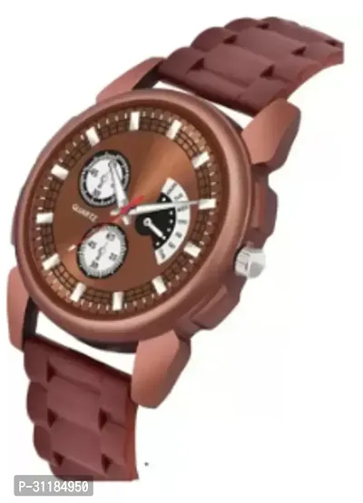 Stylish Brown PU Analog Watch For Men-thumb2