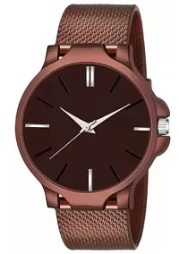 Stylish Brown PU Analog Watches For Men-thumb1