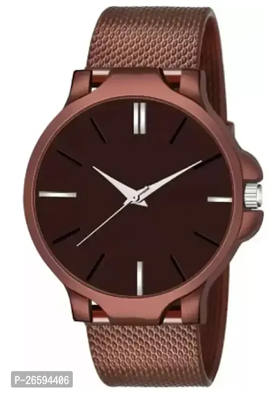 Stylish Brown PU Analog Watches For Men-thumb2