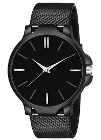 Stylish Black PU Analog Watch For Men-thumb1