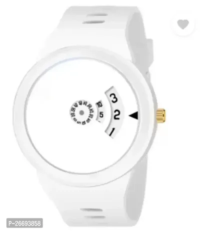 Stylish PU White Analog Watch For Men-thumb0