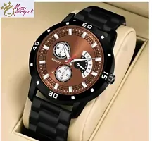 Stylish Black PU Analog Watch For Men-thumb2