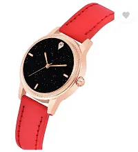 Girls Latest 4 Diamonds Maroon Leather Analog Watch-thumb2