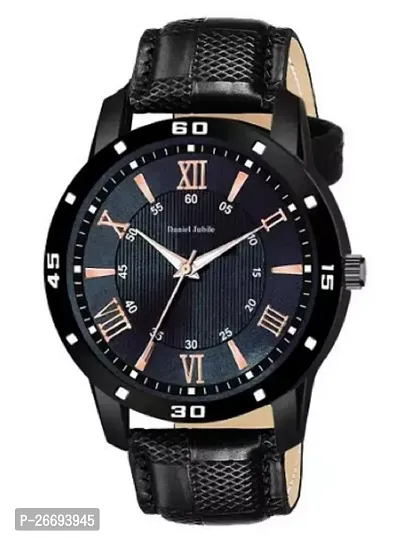 Stylish Genuine Leather Black Analog Watch For Men