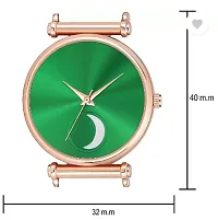 Analog Watch - For Girls Green Color Chand Dial Rose Gold Magnet Watch-thumb3