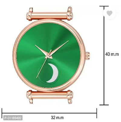 Analog Watch - For Girls Green Color Chand Dial Rose Gold Magnet Watch-thumb4