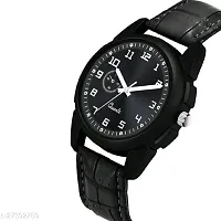 Stylish Black Genuine Leather Analog Watches For Men-thumb2