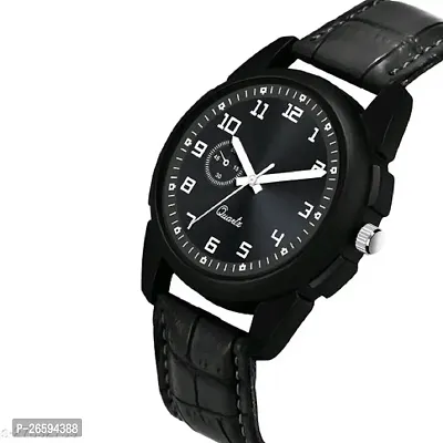 Stylish Black Genuine Leather Analog Watches For Men-thumb3