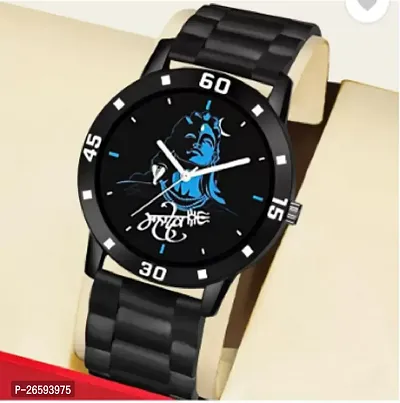 Stylish Black PU Analog Watches For Men-thumb0