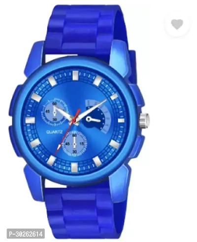 Stylish Blue PU Analog Watch For Men-thumb0