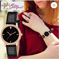 Stylish Black Genuine Leather Analog Watches For Women-thumb1