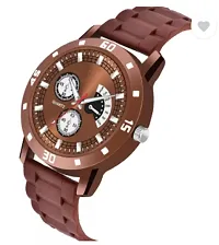 Stylish Brown PU Analog Watch For Men-thumb2