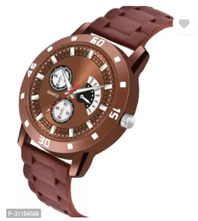 Stylish Brown PU Analog Watch For Men-thumb3