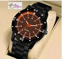 Stylish Black PU Analog Watch For Men-thumb2