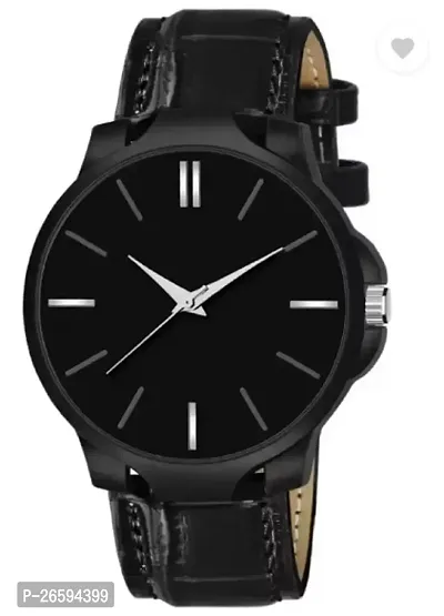 Stylish Black Genuine Leather Analog Watches For Men-thumb0