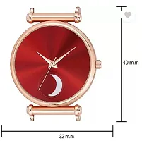 Analog Watch - For Girls Red Color Chand Dial Rose Gold Magnet Watch-thumb3