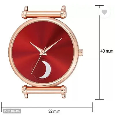 Analog Watch - For Girls Red Color Chand Dial Rose Gold Magnet Watch-thumb4