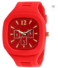 Stylish Red PU Analog Watch For Men-thumb2