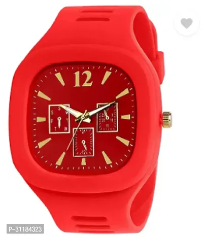 Stylish Red PU Analog Watch For Men-thumb3