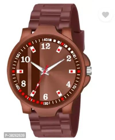 Stylish Brown PU Analog Watch For Men-thumb0