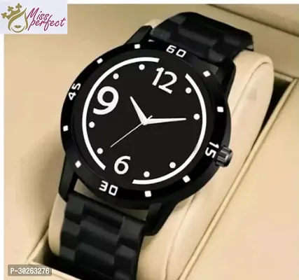 Stylish Black PU Analog Watch For Men-thumb0