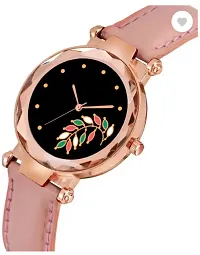 Stylish Black Genuine Leather Analog Watches For Women-thumb2