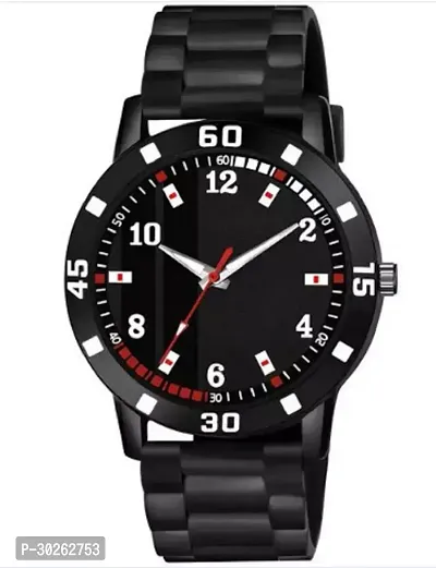 Stylish Black PU Analog Watch For Men-thumb0