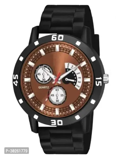 Stylish Black PU Analog Watch For Men-thumb2