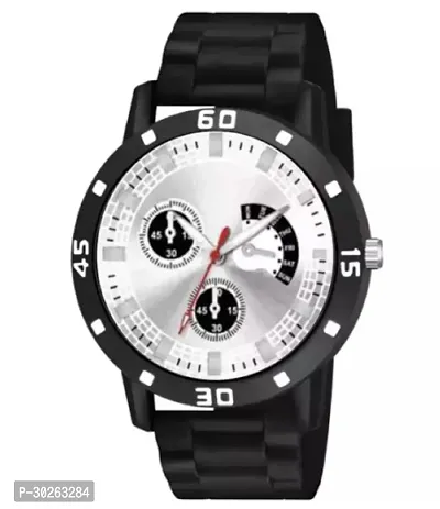 Stylish Black PU Analog Watch For Men-thumb2