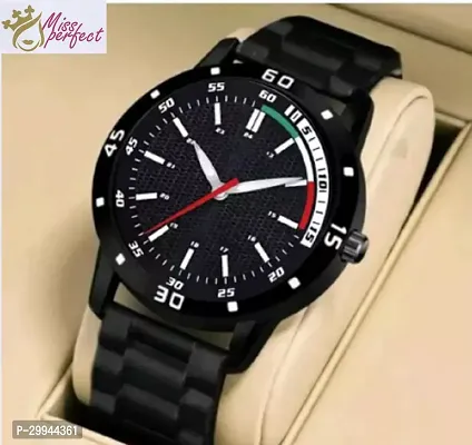 Stylish Black PU Analog For Men-thumb0