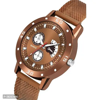 Stylish Brown Pu Analog Watch For Men-thumb2