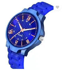 Stylish Blue PU Analog Watch For Men-thumb2