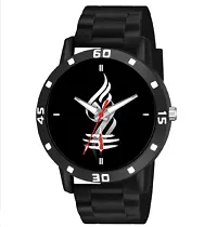 Stylish Black PU Analog Watch For Men-thumb1