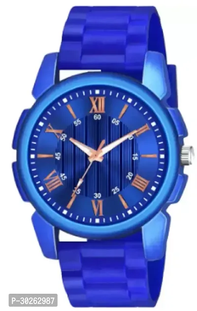 Stylish Blue PU Analog Watch For Men-thumb0